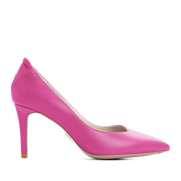 Hot pink vegan pointy toe pumps