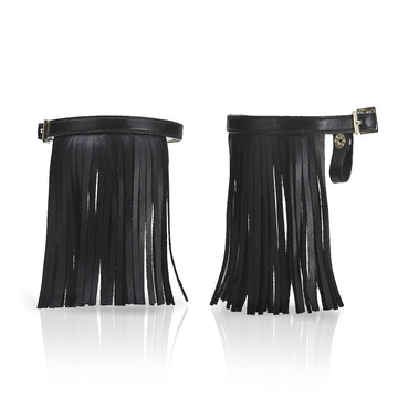 Fringe ankle straps in midnight black - detachable shoe accessories