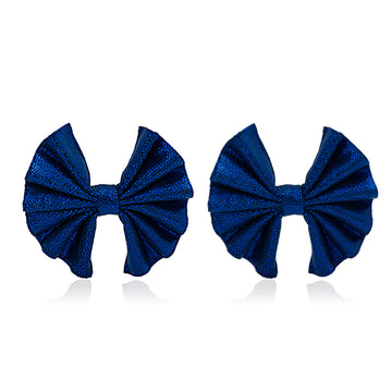 Large blue glitter bow shoe clips